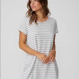 JAPNA Grey white stripe tshirt crew casual dress